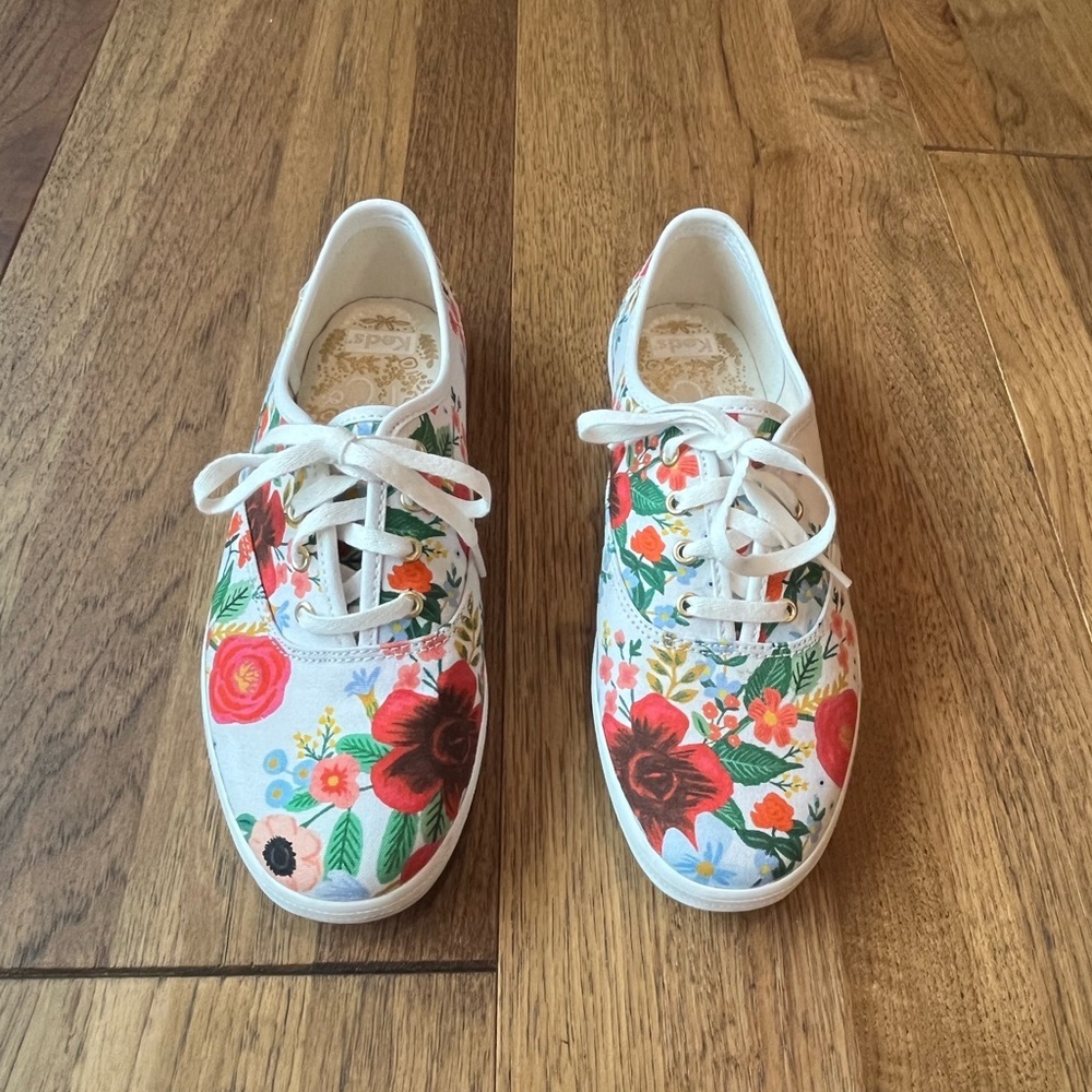 Keds Rifle Co. Garden‎ Party Floral Print Lace Up Canvas Shoe Women Sz 6 Cottage